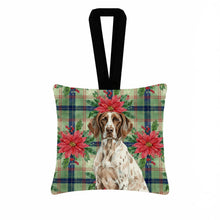 Load image into Gallery viewer, German Shorthaired Pointer Christmas PoinsettIas Hanging Square Fabric Ornament 3.5 x 3.5
