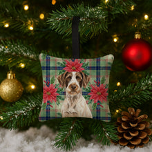 Load image into Gallery viewer, Liver and White German Wirehaired Pointer Christmas PoinsettIas Hanging Square Fabric Ornament 3.5 x 3.5