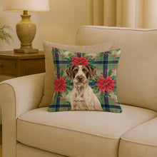 Load image into Gallery viewer, Liver and White German Wirehaired Pointer Christmas PoinsettIas Throw Pillow