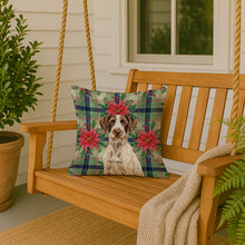 Load image into Gallery viewer, Liver and White German Wirehaired Pointer Christmas PoinsettIas Throw Pillow