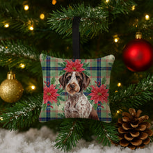 Load image into Gallery viewer, Roan German Wirehaired Pointer Christmas PoinsettIas Hanging Square Fabric Ornament 3.5 x 3.5
