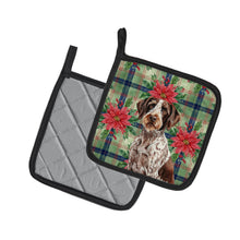 Load image into Gallery viewer, Roan German Wirehaired Pointer Christmas PoinsettIas Pair of Pot Holders