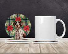 Load image into Gallery viewer, Roan German Wirehaired Pointer Christmas PoinsettIas Large Sandstone Coasters Pack of 4