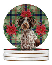 Load image into Gallery viewer, Roan German Wirehaired Pointer Christmas PoinsettIas Large Sandstone Coasters Pack of 4