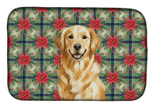 Load image into Gallery viewer, Golden Retriever Christmas PoinsettIas Dish Drying Mat