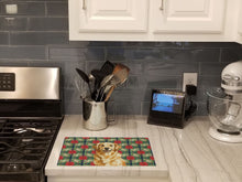 Load image into Gallery viewer, Golden Retriever Christmas PoinsettIas Glass Cutting Board