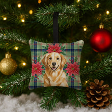 Load image into Gallery viewer, Golden Retriever Christmas PoinsettIas Hanging Square Fabric Ornament 3.5 x 3.5