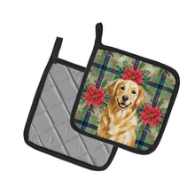 Load image into Gallery viewer, Golden Retriever Christmas PoinsettIas Pair of Pot Holders