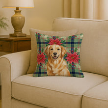 Load image into Gallery viewer, Golden Retriever Christmas PoinsettIas Throw Pillow