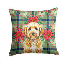 Load image into Gallery viewer, Goldendoodle Christmas PoinsettIas Throw Pillow