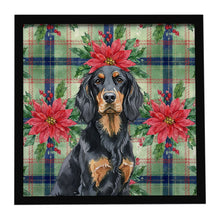 Load image into Gallery viewer, Gordon Setter Christmas PoinsettIas Framed Metal Print