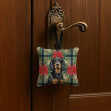 Load image into Gallery viewer, Gordon Setter Christmas PoinsettIas Hanging Square Fabric Ornament 3.5 x 3.5