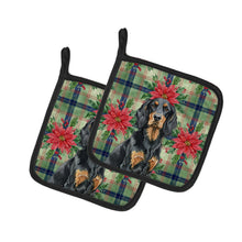 Load image into Gallery viewer, Gordon Setter Christmas PoinsettIas Pair of Pot Holders