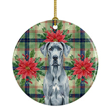 Load image into Gallery viewer, Blue Great Dane Christmas PoinsettIas Ceramic Ornament