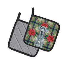 Load image into Gallery viewer, Blue Great Dane Christmas PoinsettIas Pair of Pot Holders