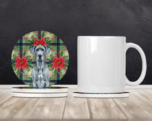 Load image into Gallery viewer, Blue Great Dane Christmas PoinsettIas Large Sandstone Coasters Pack of 4