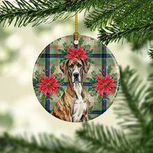 Load image into Gallery viewer, Brindle Great Dane Christmas PoinsettIas Ceramic Ornament