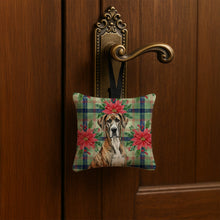 Load image into Gallery viewer, Brindle Great Dane Christmas PoinsettIas Hanging Square Fabric Ornament 3.5 x 3.5