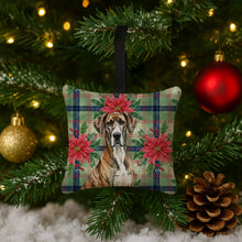 Load image into Gallery viewer, Brindle Great Dane Christmas PoinsettIas Hanging Square Fabric Ornament 3.5 x 3.5