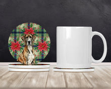 Load image into Gallery viewer, Brindle Great Dane Christmas PoinsettIas Large Sandstone Coasters Pack of 4