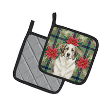 Load image into Gallery viewer, Badger Great Pyrenees Christmas PoinsettIas Pair of Pot Holders