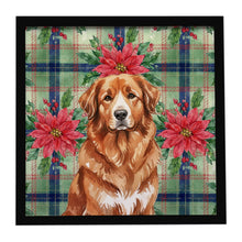 Load image into Gallery viewer, Reddish Brown Great Pyrenees Christmas PoinsettIas Framed Metal Print