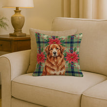 Load image into Gallery viewer, Reddish Brown Great Pyrenees Christmas PoinsettIas Throw Pillow