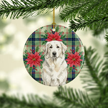 Load image into Gallery viewer, White Great Pyrenees Christmas PoinsettIas Ceramic Ornament
