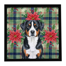 Load image into Gallery viewer, Greater Swiss Mountain Dog Christmas PoinsettIas Framed Metal Print