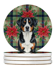 Load image into Gallery viewer, Greater Swiss Mountain Dog Christmas PoinsettIas Large Sandstone Coasters Pack of 4