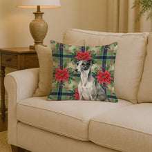 Load image into Gallery viewer, Black and White Greyhound Christmas PoinsettIas Throw Pillow