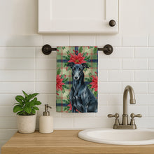 Load image into Gallery viewer, Black Greyhound Christmas PoinsettIas Kitchen Towel