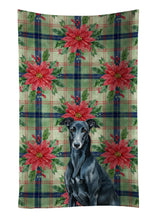 Load image into Gallery viewer, Black Greyhound Christmas PoinsettIas Kitchen Towel