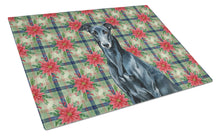 Load image into Gallery viewer, Black Greyhound Christmas PoinsettIas Glass Cutting Board