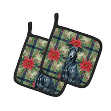 Load image into Gallery viewer, Black Greyhound Christmas PoinsettIas Pair of Pot Holders