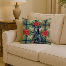 Load image into Gallery viewer, Black Greyhound Christmas PoinsettIas Throw Pillow