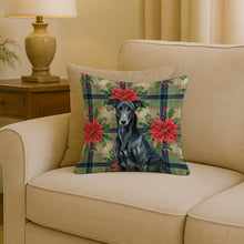 Load image into Gallery viewer, Black Greyhound Christmas PoinsettIas Throw Pillow