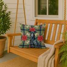 Load image into Gallery viewer, Black Greyhound Christmas PoinsettIas Throw Pillow