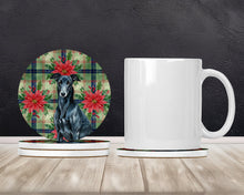Load image into Gallery viewer, Black Greyhound Christmas PoinsettIas Large Sandstone Coasters Pack of 4