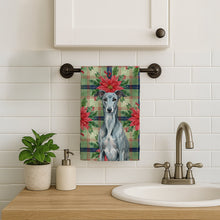 Load image into Gallery viewer, Blue Brindle Greyhound Christmas PoinsettIas Kitchen Towel