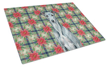 Load image into Gallery viewer, Blue Brindle Greyhound Christmas PoinsettIas Glass Cutting Board