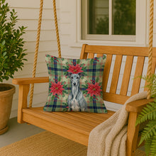 Load image into Gallery viewer, Blue Brindle Greyhound Christmas PoinsettIas Throw Pillow