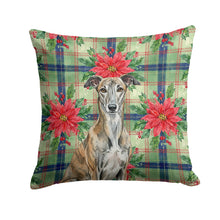 Load image into Gallery viewer, Brindle Greyhound Christmas PoinsettIas Throw Pillow