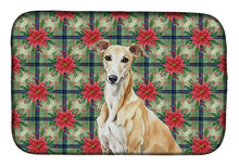 Load image into Gallery viewer, Fawn Greyhound Christmas PoinsettIas Dish Drying Mat