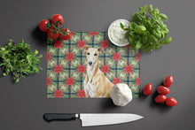 Load image into Gallery viewer, Fawn Greyhound Christmas PoinsettIas Glass Cutting Board
