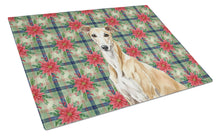 Load image into Gallery viewer, Fawn Greyhound Christmas PoinsettIas Glass Cutting Board