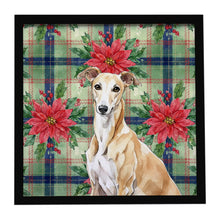 Load image into Gallery viewer, Fawn Greyhound Christmas PoinsettIas Framed Metal Print