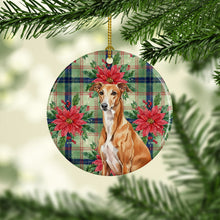 Load image into Gallery viewer, Red Greyhound Christmas PoinsettIas Ceramic Ornament