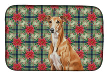 Load image into Gallery viewer, Red Greyhound Christmas PoinsettIas Dish Drying Mat