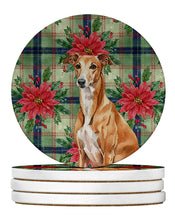 Load image into Gallery viewer, Red Greyhound Christmas PoinsettIas Large Sandstone Coasters Pack of 4